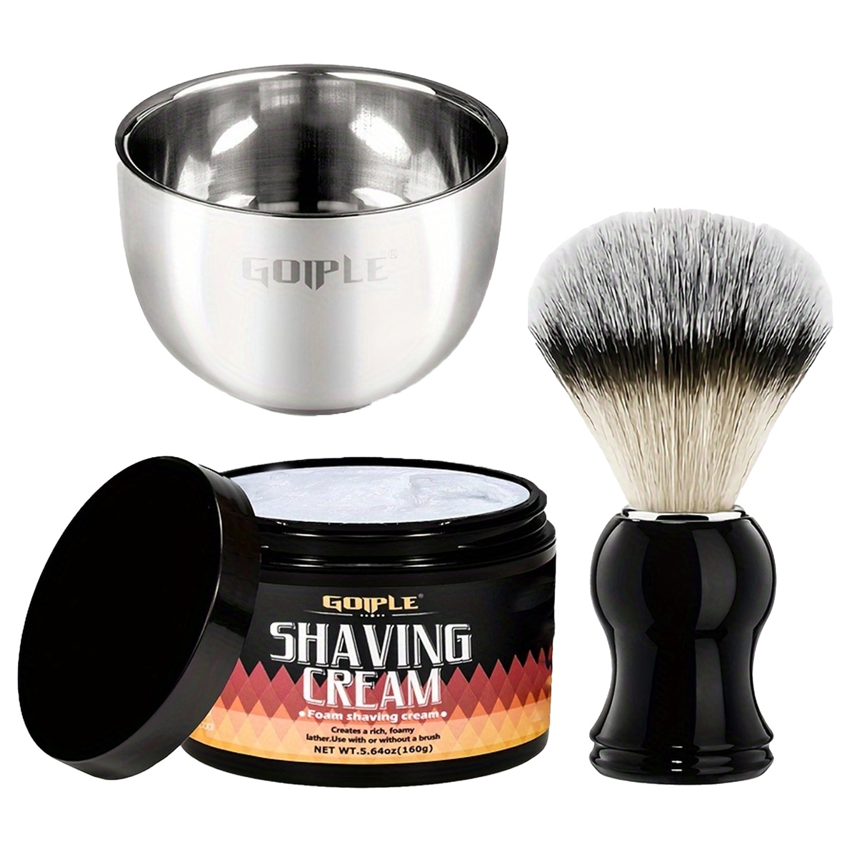 Shaving Cream - Scheercrème-set voor mannen Roestvrijstalen schuimbeker en